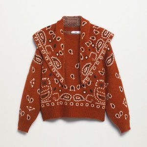 Mango Western Bandana Knit Sweater